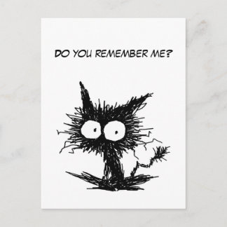 Black Unkempt Kitten GabiGabi Postcard