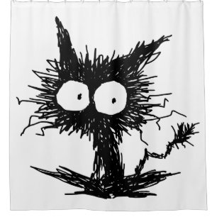 Black Unkempt Kitten GabiGabi Shower Curtain