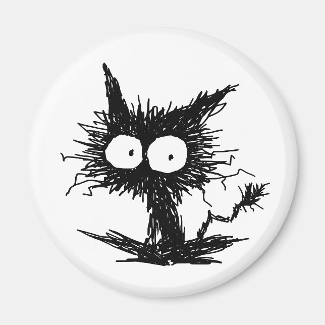 Black Unkempt Kitten Magnet (Front)