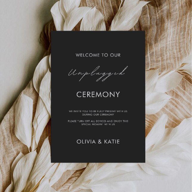 Black Unplugged Ceremony Wedding Sign Invitation (Black Unplugged Ceremony Wedding Sign Invitation)