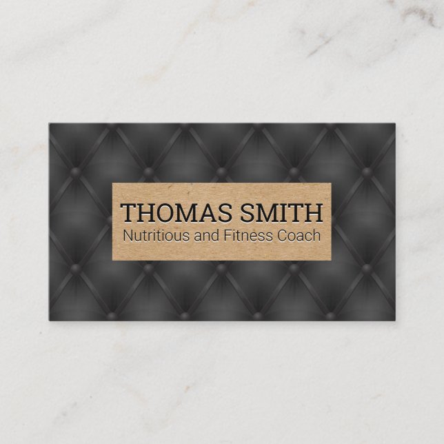 Black Upholstered | Brown Textured Business Card (Front)