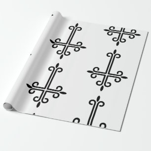 black upside down cross gothic halloween wrapping paper
