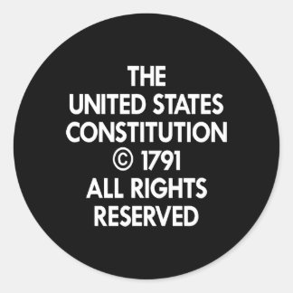 Black Us Constitution Reserved Classic Round Sticker