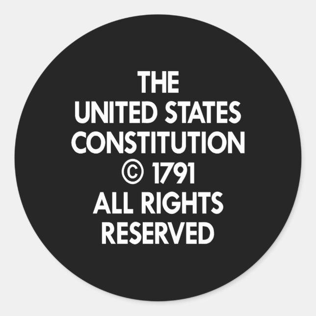 Black Us Constitution Reserved Classic Round Sticker (Front)