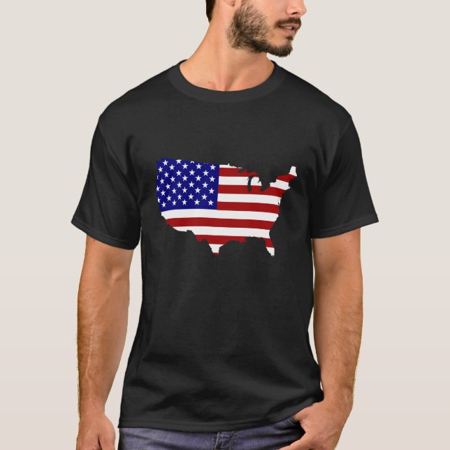 Black USA Flag Map Silhouette Shirt (Front)