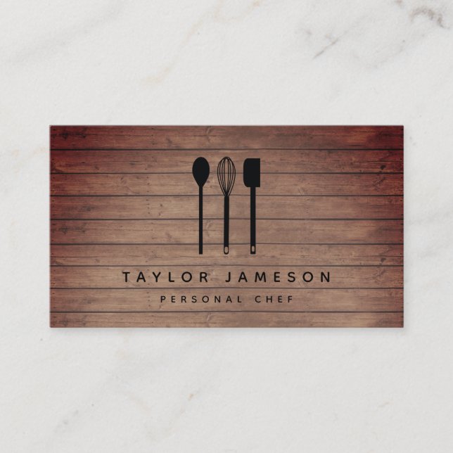 Black Utensils Chef Caterer Restaurant Business Card (Front)