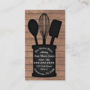 Black Utensils Crock Restaurant Caterer Business Card