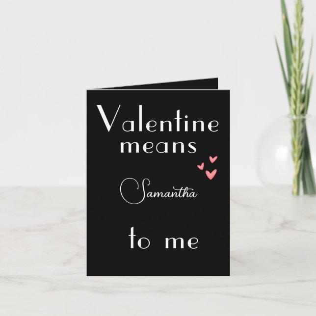 Black Valentine's Day Card with Customised Name  (Front)