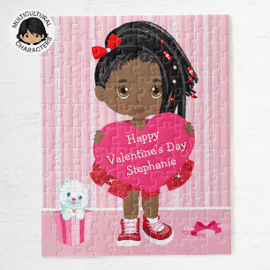 Black Valentine's Girl Jigsaw Puzzle