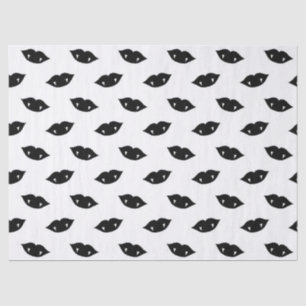 Black Vampire Lips and Teeth on White Decoupage Tissue Paper