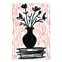 Black Vase, Red Garden | Illustrated Art Print