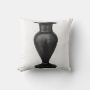 Black vase white background throw pillow