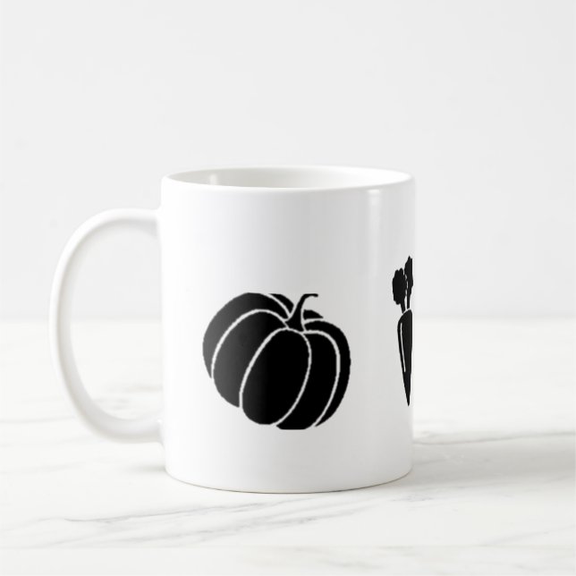 black vector vegetables brinjal pumpkin carrot  coffee mug (Left)