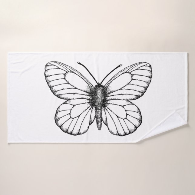 Black-veined white butterfly bath towel set (Bath Towel)