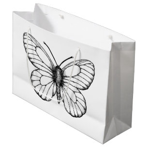 Black-veined white butterfly large gift bag