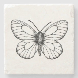 Black-veined white butterfly stone coaster