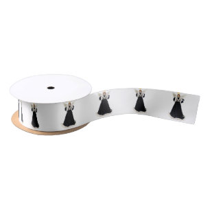 Black Velvet Angel White Ribbon Satin Ribbon