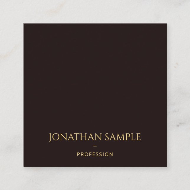 Black Velvet Faux Gold Text Font Template Stylish Square Business Card (Front)