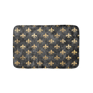 Black Velvet Fleur De Lis Mardi Gras Orleans Bath Mat