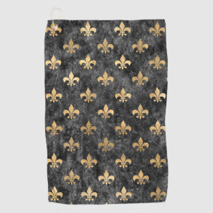 Black Velvet Fleur De Lis Mardi Gras Orleans Golf Towel