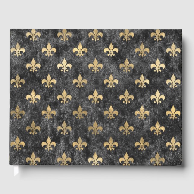 Black Velvet Fleur De Lis Mardi Gras Orleans Guest Book (Front)