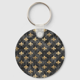 Black Velvet Fleur De Lis Mardi Gras Orleans Key Ring