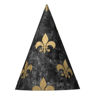 Black Velvet Fleur De Lis Mardi Gras Orleans Party Hat