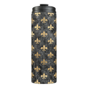 Black Velvet Fleur De Lis Mardi Gras Orleans Thermal Tumbler