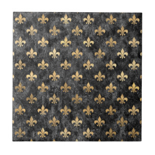 Black Velvet Fleur De Lis Mardi Gras Orleans Tile