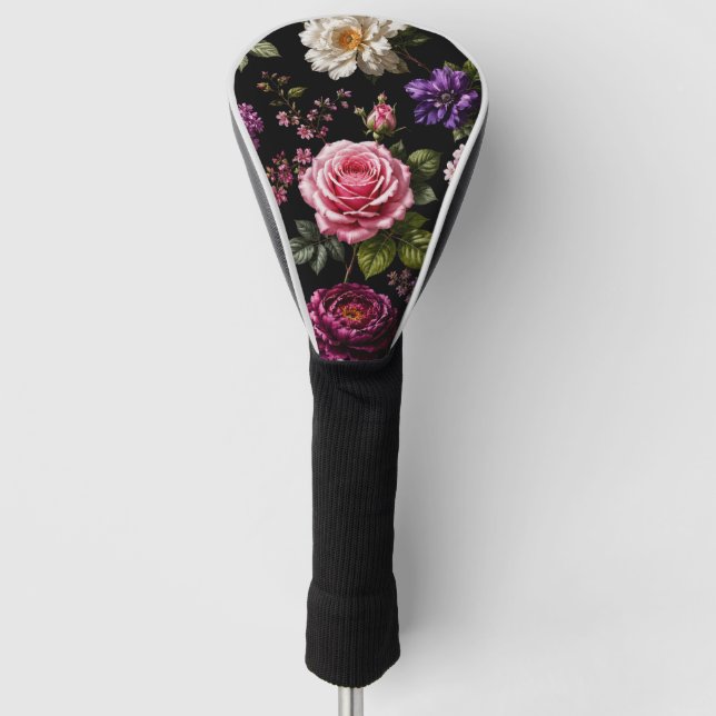 Black Velvet Rose Golf Head Cover (Front)