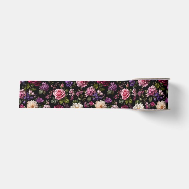 Black Velvet Rose Grosgrain Ribbon (Front)
