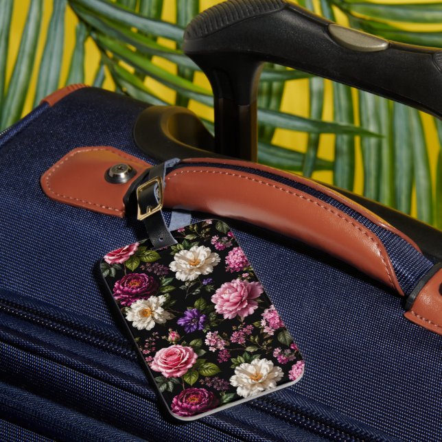 Black Velvet Rose Luggage Tag (Front Insitu 1)