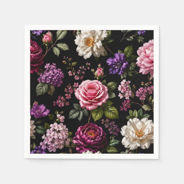 Black Velvet Rose Napkin (Front)