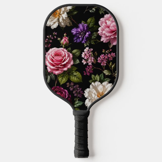 Black Velvet Rose Pickleball Paddle (Front)