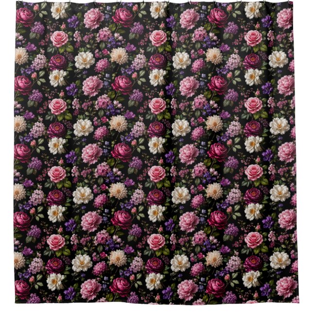 Black Velvet Rose Shower Curtain (Front)