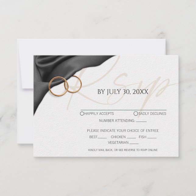 Black Velvet with Wedding Rings Response Card (Front)