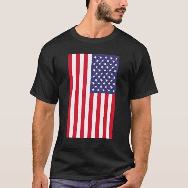 Black Vertical American Flag Shirt (Front)