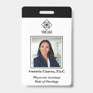 Black Vertical Custom Employee ID Photo Name Badge