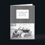Black Vertical Festive Stripes Holiday Photo<br><div class="desc">Trendy and stylish Vertical Festive Stripes Holiday Photo Greeting Card with a simple striped pattern background in black and white. This simple and modern photo card can be easily customised with your own family photo and personalised Christmas greeting. Find more customisation options by clicking Customise It. Photography © Storytree Studios,...</div>