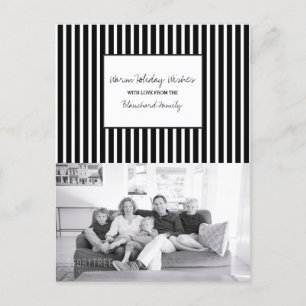 Black Vertical Festive Stripes Holiday Photo Postcard