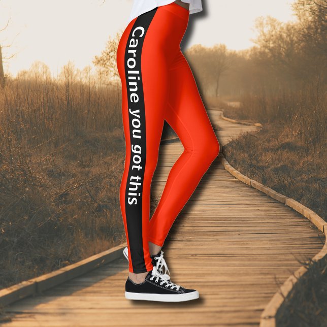 Black Vertical Stripe | Add Text | Scarlet Leggings (Creator Uploaded)