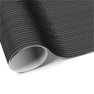 Black very thin white stripes minimalist pattern wrapping paper