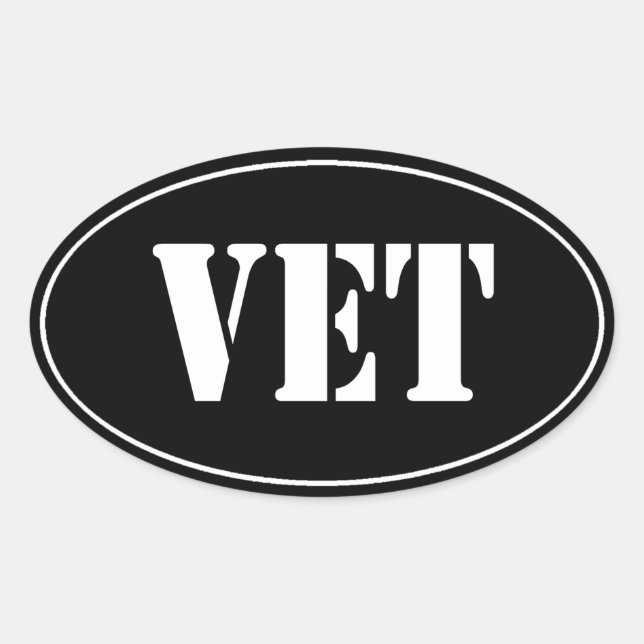 BLACK VET VETERAN Oval Sticker (Front)