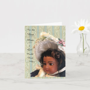 Black Victorian Antique Doll Card for Mum