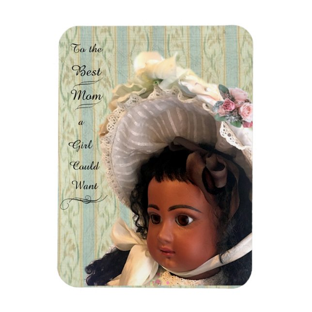 Black Victorian Doll Mum Gift Photo Magnet (Vertical)