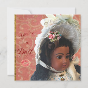 Black Victorian Doll Valentine/Greeting Card