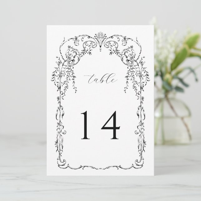 Black Victorian Frame Table Number (Standing Front)