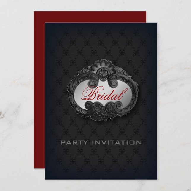 Black Victorian Gothic Vampire bridal shower Invitation (Front/Back)