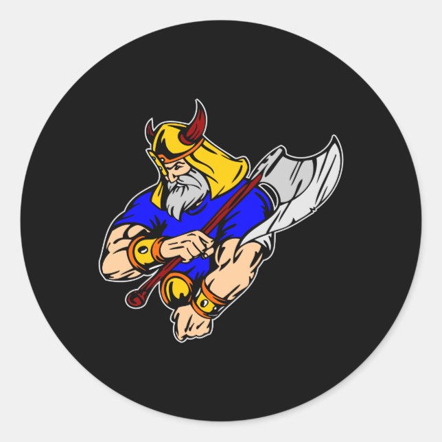Black Viking Praying Classic Round Sticker (Front)