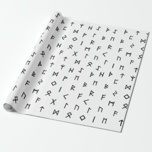 Black Viking Runes on White Background Wrapping Paper